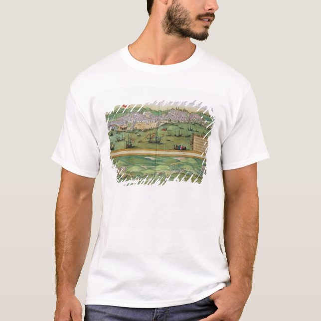 Camiseta Mapa de Lisboa, y Cascais, de 'Civitates Orbis (Anverso)