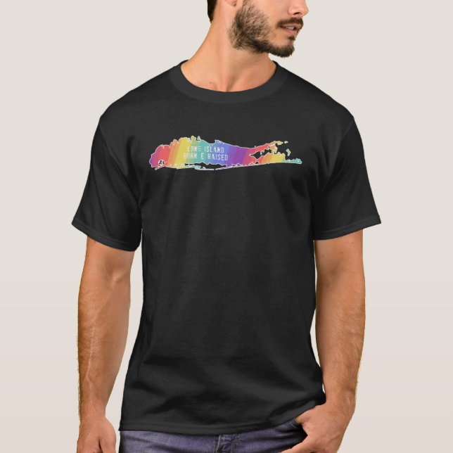 Camiseta Mapa de Long Island Nacido y elevado amigable con  (Anverso)