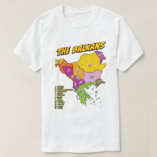 Camiseta Mapa de los Balcanes ilustrado con arte pop