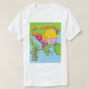 Camiseta Mapa de los Balcanes ilustrado con arte pop