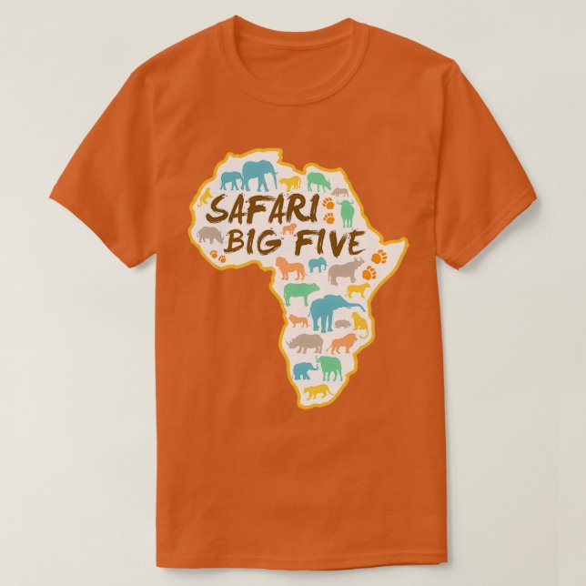 Camiseta Mapa de los cinco grandes animales safari en Áfric (Diseño del anverso)
