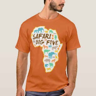 Camiseta Mapa de los cinco grandes animales safari en Áfric