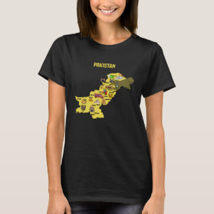 Camiseta mapa de los símbolos paquistaníes cultura y tierra