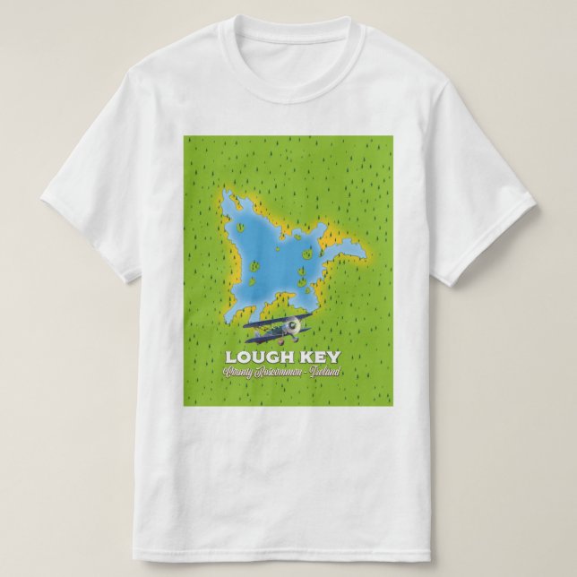 Camiseta Mapa de Lough Key County Roscommon, Irlanda (Diseño del anverso)