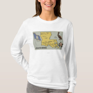Camiseta Mapa de LouisianaDetailed de StateLouisiana