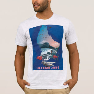 Camiseta Mapa de Luxemburgo ilustra afiche de viajes.