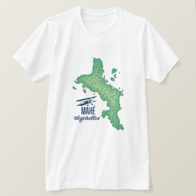 Camiseta Mapa de Mahé, Seychelles Vintage (Anverso del diseño)