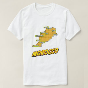 Camiseta Mapa de Marruecos ilustrado con arte pop