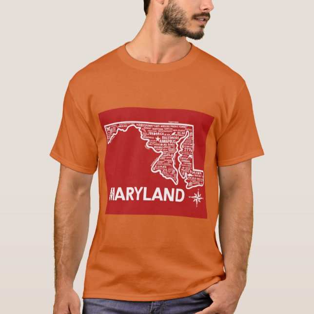 Camiseta Mapa de Maryland (Anverso)