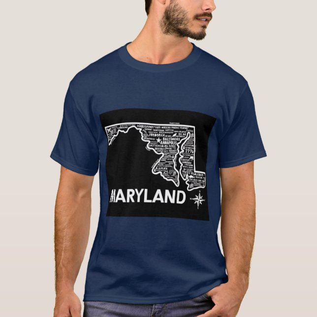 Camiseta Mapa de Maryland Sobredimensionado (Anverso)