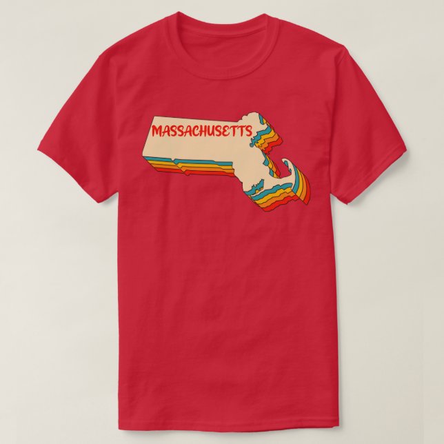 Camiseta Mapa de Massachusetts Esbozo del Estado Hogar Retr (Diseño del anverso)