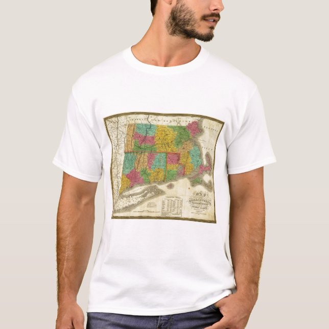 Camiseta Mapa de Massachusetts y de Connecticut (Anverso)