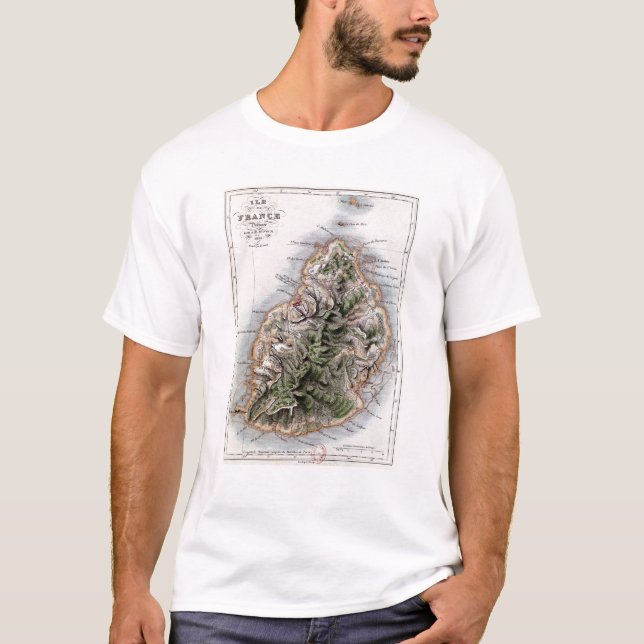 Camiseta Mapa de Mauricio, ilustracion 'Paul y Virginie (Anverso)