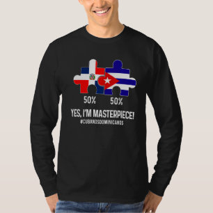 Camiseta Mapa de media bandera dominicana cubana combinada