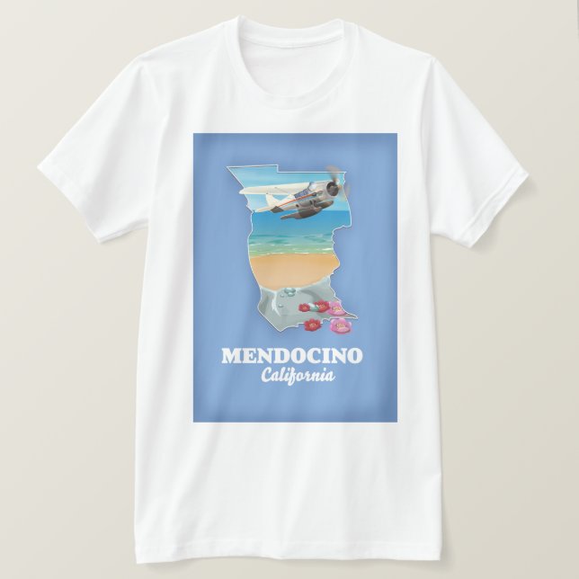 Camiseta Mapa de Mendocino California (Anverso del diseño)