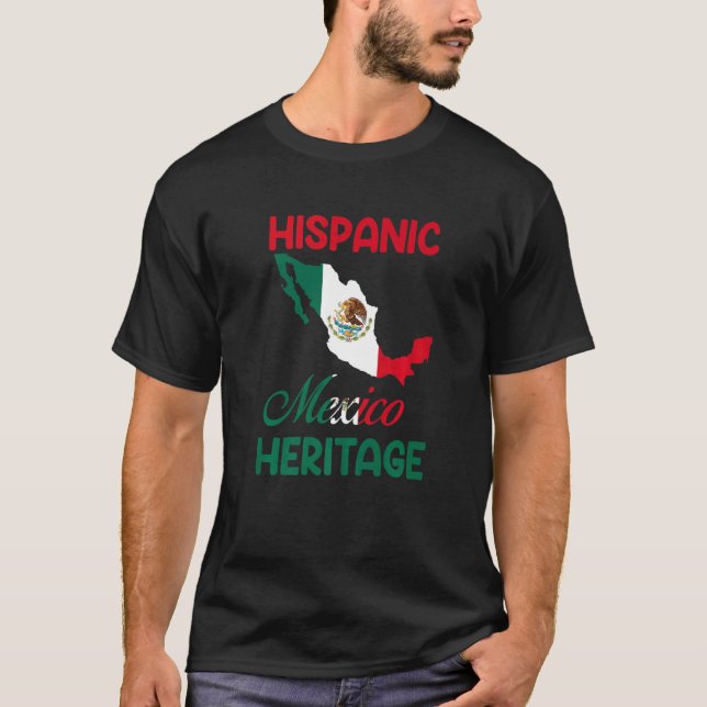 Camiseta Mapa de México Bandera de México Hispano (Anverso)