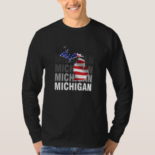 Camiseta Mapa de Michigan Bandera de Estados Unidos