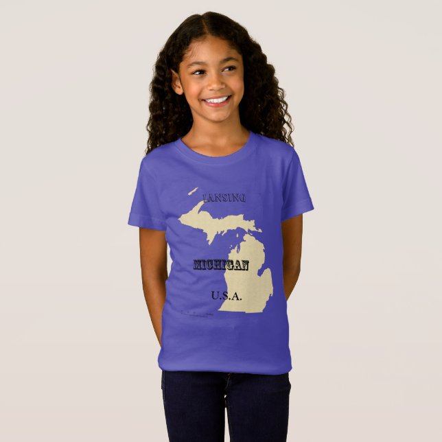 Camiseta - Mapa de Michigan con ciudad (Anverso completo)