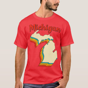 Camiseta Mapa de Michigan Esbozo Retro de cosecha Mi Hogar