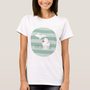 Camiseta Mapa de Michigan Hogar Estado Amor con Corazón Per