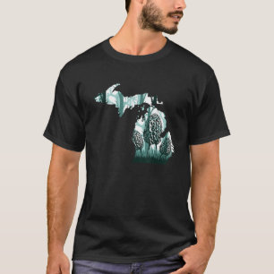 Camiseta Mapa de Michigan: La caza de hongos de Morel aumen