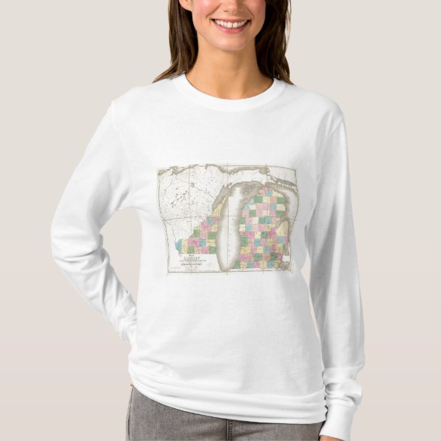 Camiseta Mapa de Michigan y parte del territorio de (Anverso)