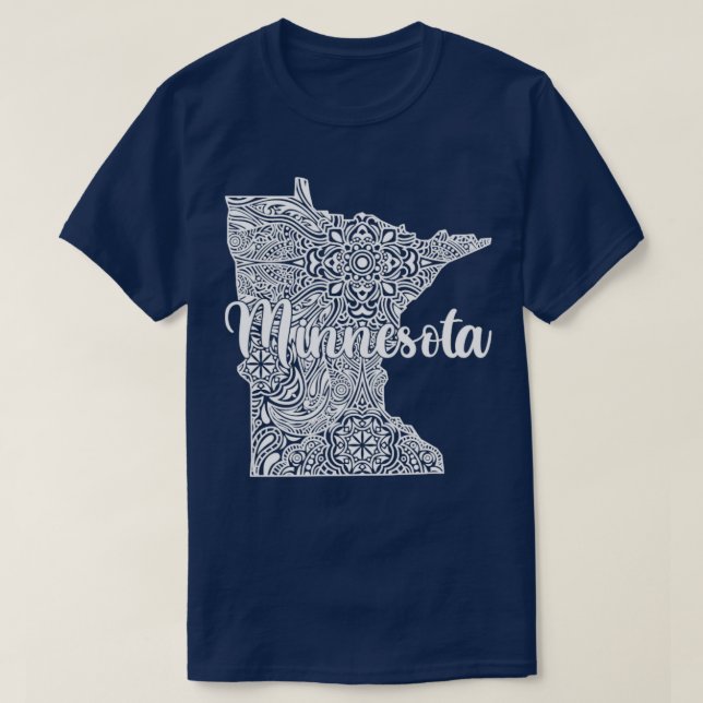 Camiseta Mapa de Minnesot de estilo Mandala decorativo patr (Diseño del anverso)