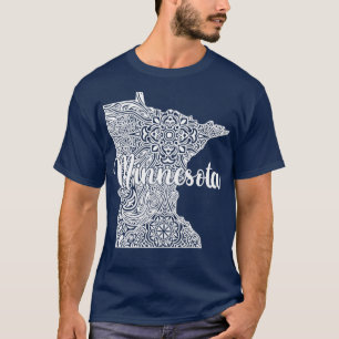 Camiseta Mapa de Minnesot de estilo Mandala decorativo patr