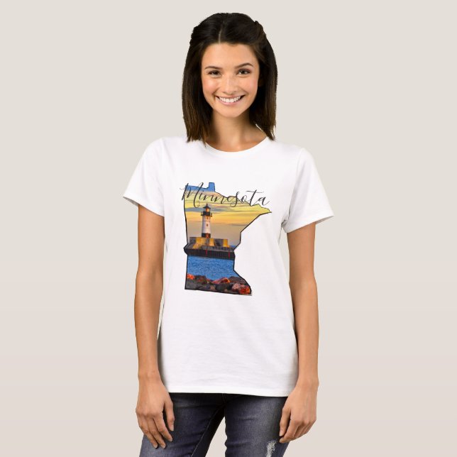 Camiseta Mapa de Minnesota con faro (Anverso completo)