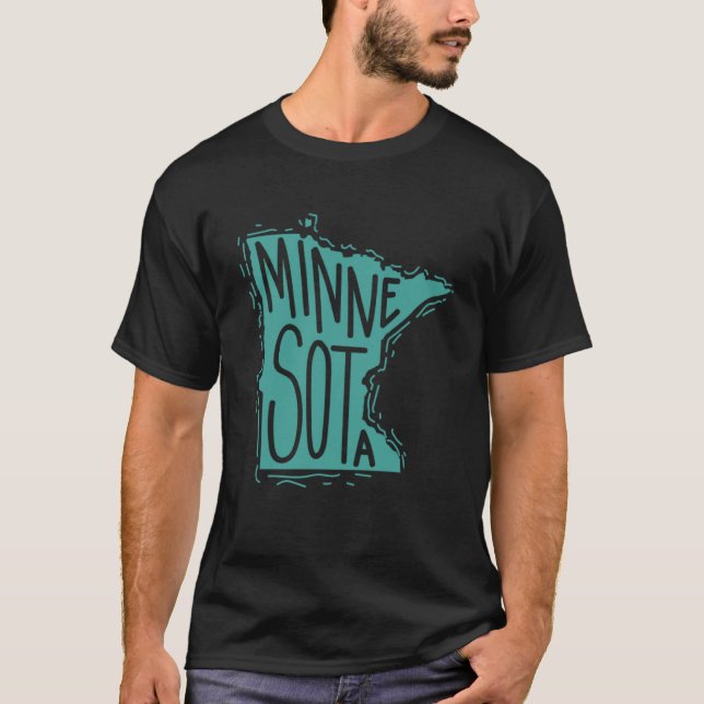 Camiseta Mapa de Minnesota Esquema de USA America (Anverso)