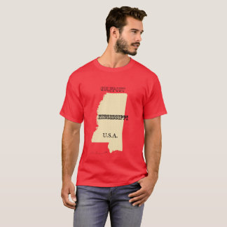 Camiseta - Mapa de Mississippi con la ciudad