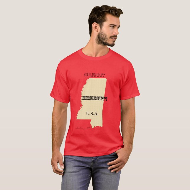 Camiseta - Mapa de Mississippi con la ciudad (Anverso completo)