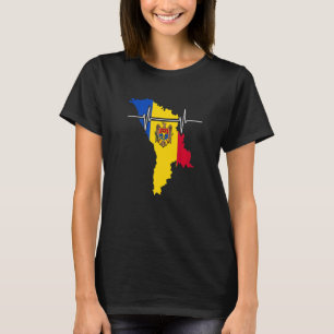Camiseta Mapa de Moldavia con bandera de cosecha de latido 