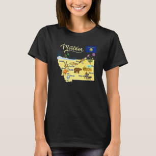 Camiseta Mapa de Montana Atracciones Turísticas Ciudades Pr
