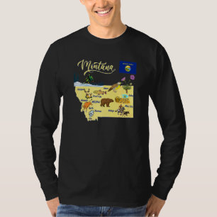 Camiseta Mapa de Montana Atracciones Turísticas Ciudades Pr