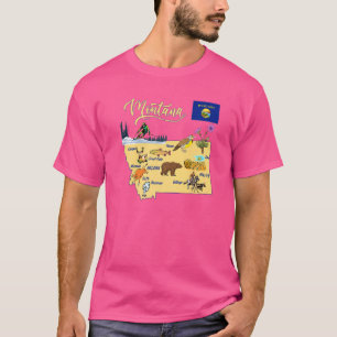 Camiseta Mapa de Montana Atracciones Turísticas Principales