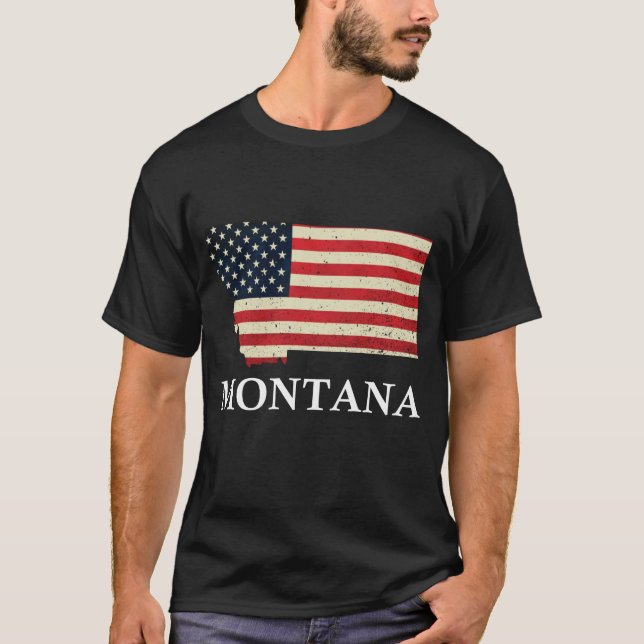 Camiseta Mapa De Montana Bandera Estatal Estadounidense 4 D (Anverso)