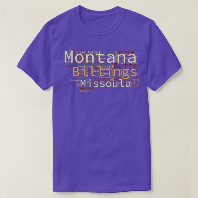 Camiseta Mapa de Montana y ciudades (Diseño del anverso)
