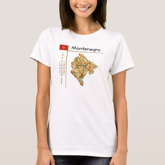Camiseta Mapa de Montenegro + Bandera + Título (Anverso)