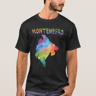Camiseta Mapa de Montenegro colorido y aislado en acuarela