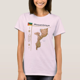 Camiseta Mapa de Mozambique + Bandera + Título