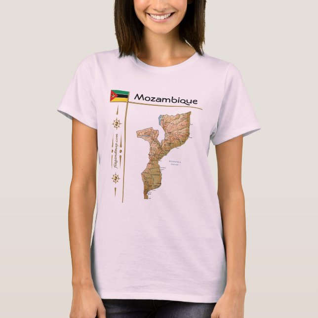 Camiseta Mapa de Mozambique + Bandera + Título (Anverso)
