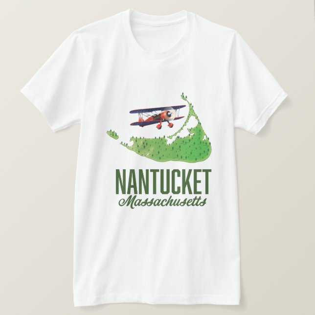 Camiseta Mapa de Nantucket Massachusetts (Anverso del diseño)