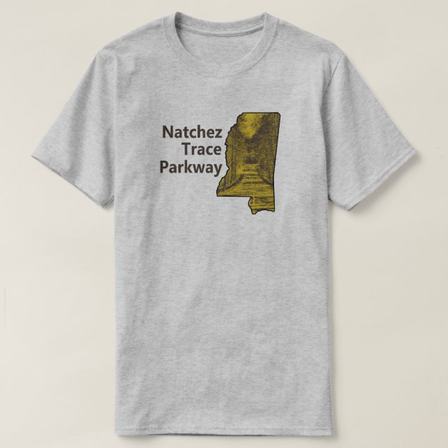 Camiseta Mapa de Natchez Trace Parkway Mississippi (Diseño del anverso)