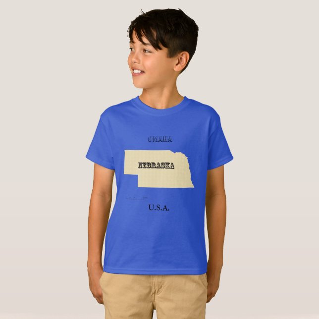 Camiseta - Mapa de Nebraska con ciudad (Anverso completo)