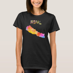 Camiseta Mapa de Nepal Mapa colorido nepali Ilustración d