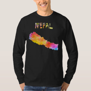 Camiseta Mapa de Nepal Mapa nepalí colorido del mapa de Wat