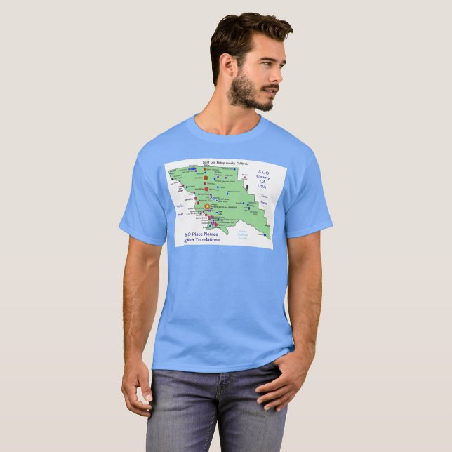 Camiseta Mapa de nombres de lugares de SLO (Anverso completo)