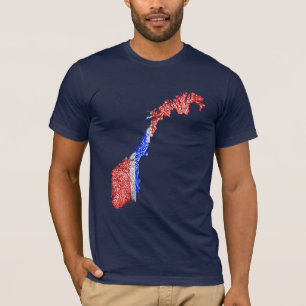 Camiseta Mapa de Noruega Color de Bandera