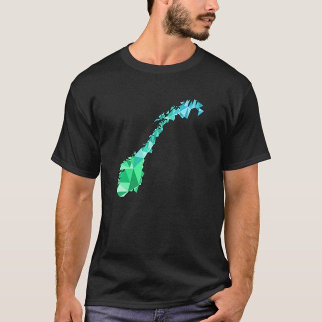 Camiseta Mapa de Noruega en Escándalo Geométrico Estilo Pol (Anverso)